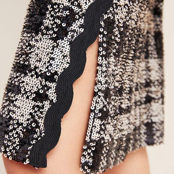 Anna Sui Sequin Pencil Skirt XS Black Plaid Anthropologie - Picture 9 of 16